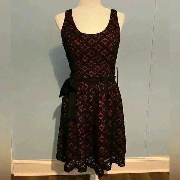 Amanda Uprichard Dresses & Skirts - Amanda Uprichard Lacey Dress with a Pink Liner w/fabric belt Size Medium